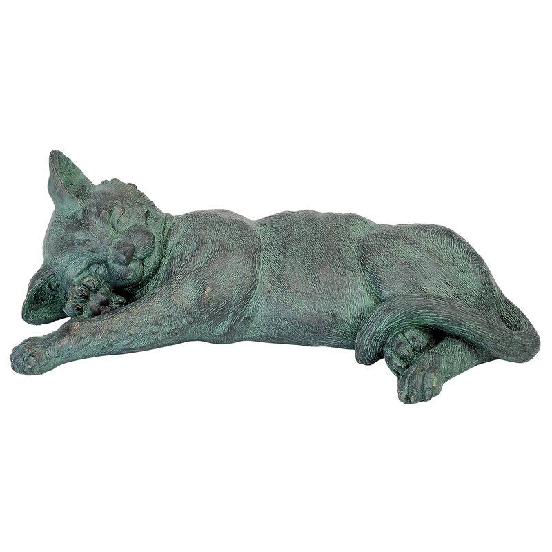 outdoor sleeping cat statue